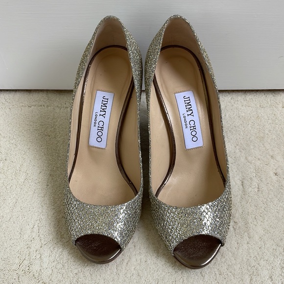 OPEN-TOE WEDGE PUMPS, JIMMY CHOO, 35 1/2 - Picture 3 of 8